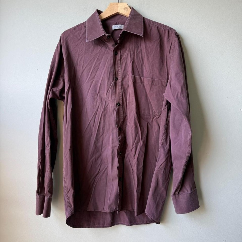 Vzone‎ Valentino Mens Dress Shirt Size 44 Burgundy Casual Long Sleeve